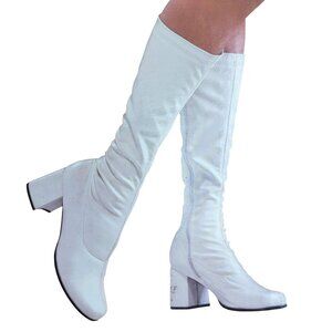 White Go Go Boots Retro Halloween Costume Large Sizes 9-10